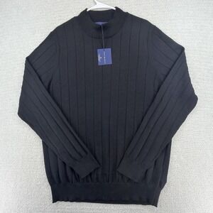 NWT Joseph Abboud Sweater Mens XXL Black Merino Wool 37.5 Ribbed Mock Neck